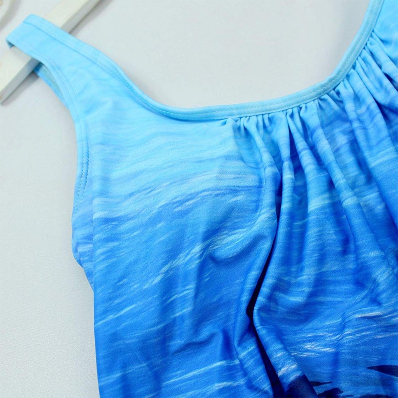 BIKINX Tankini Swimsuits for Women Plus Size Swimwear Tummy Control Two Piece Bathing Suits Blue and Black - Image 4